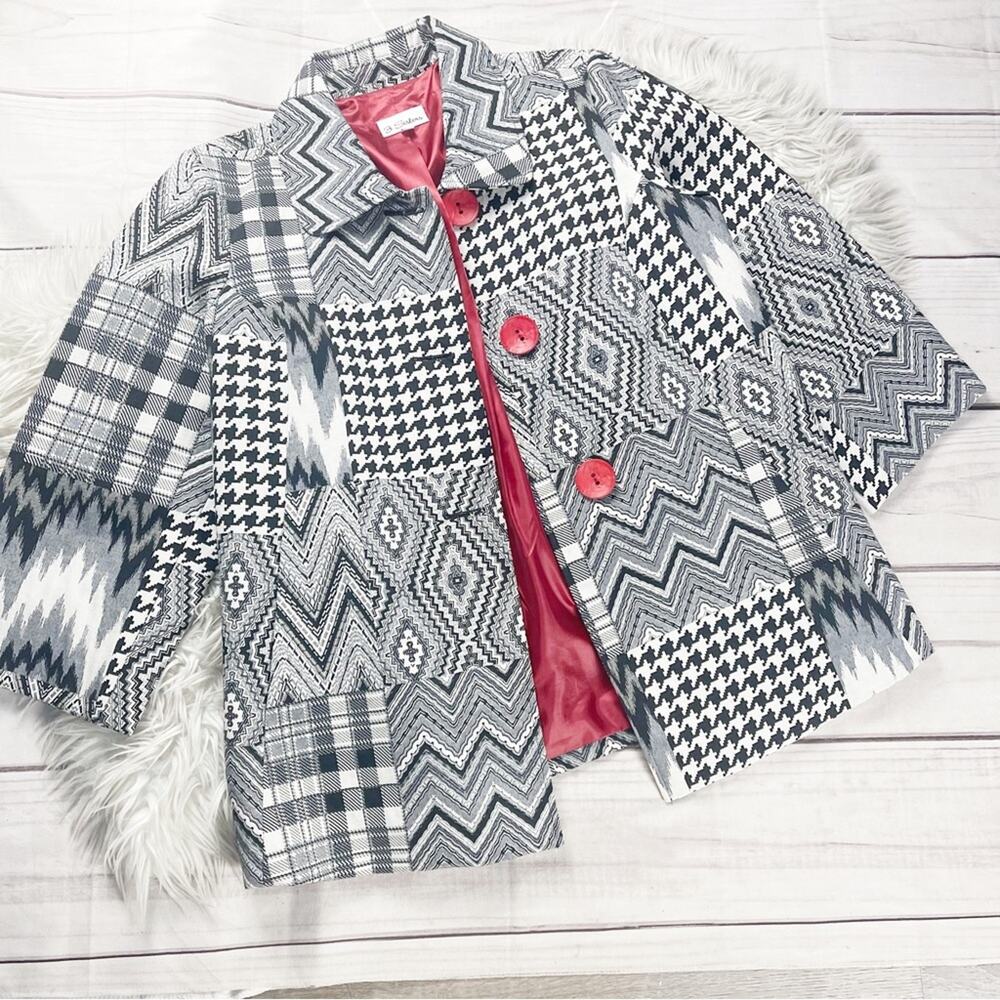 3 Sisters Mixed‎ Print Cotton Blend Coat Jacket Size 1X